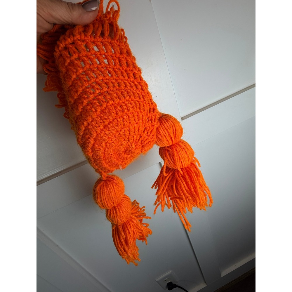 CABBAGE PATCH DOLL Crochet Fringe Beanie Toddler OS Orange Knit Hat Wig Costume
